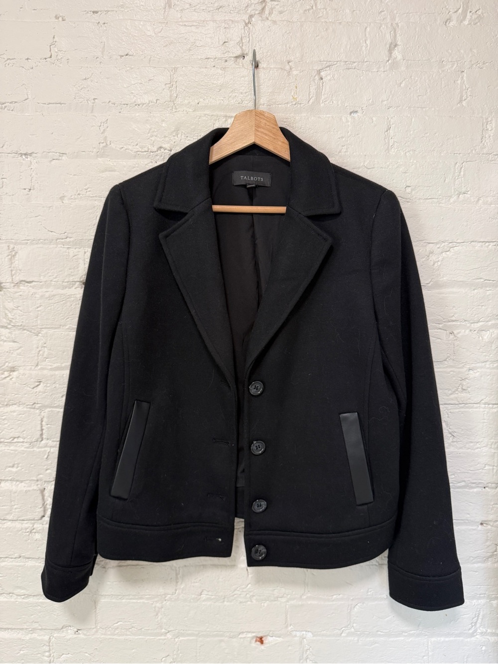 Talbots Black Wool-Blend Peacoat Jacket